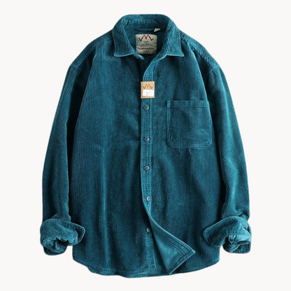 Men’s Casual Brown Corduroy Long Sleeve Shirt