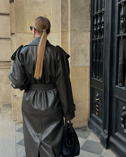 Women’s Winter Long Trench Leather Coat