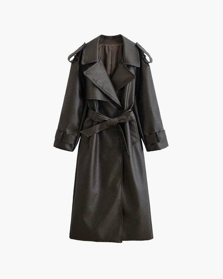Women’s Winter Long Trench Leather Coat