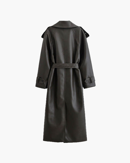 Women’s Winter Long Trench Leather Coat