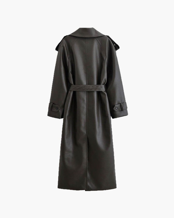 Women’s Winter Long Trench Leather Coat