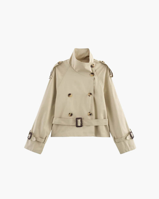 Chaqueta gabardina cruzada con cinturón de invierno para mujer