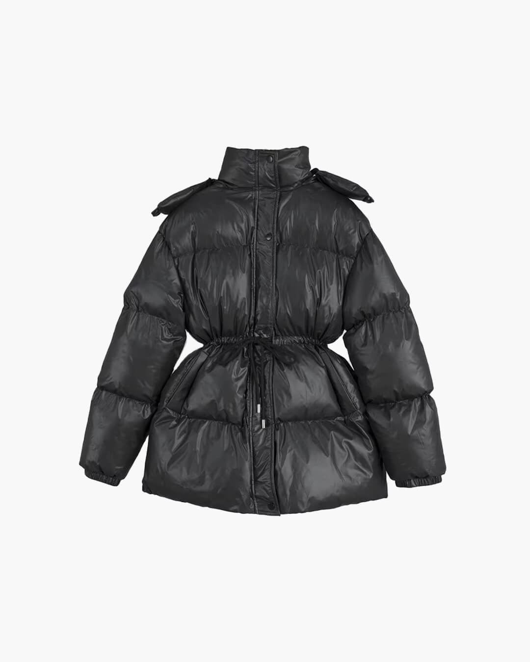Winter Drawstring Shiny Puffer Jacket