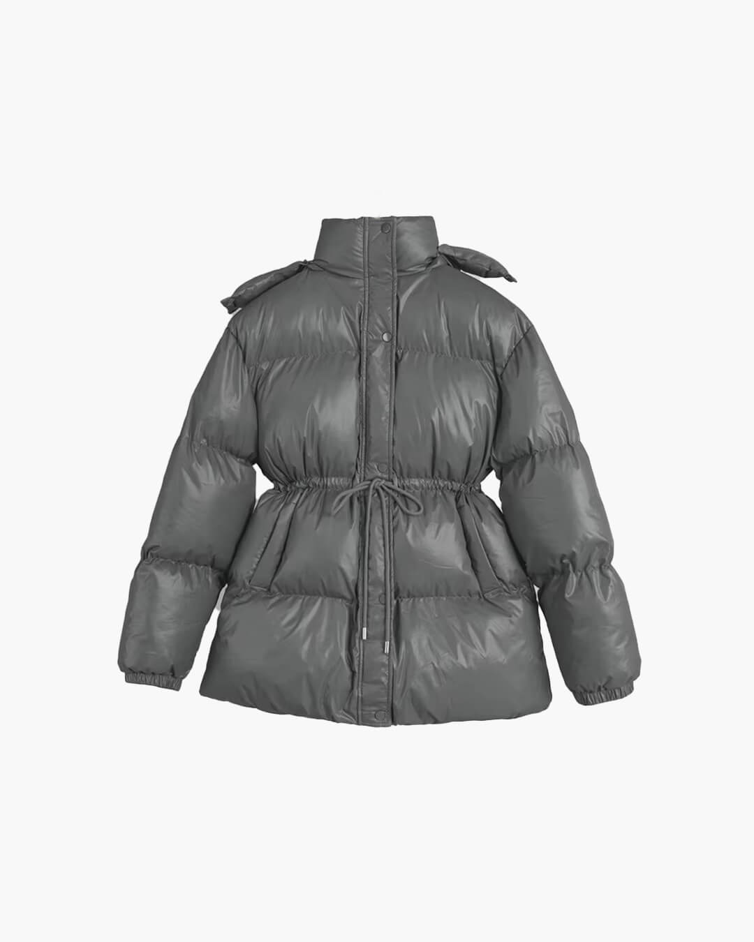 Winter Drawstring Shiny Puffer Jacket