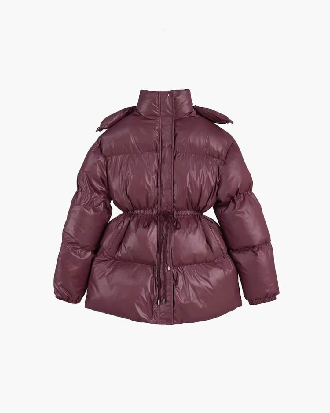 Winter Drawstring Shiny Puffer Jacket