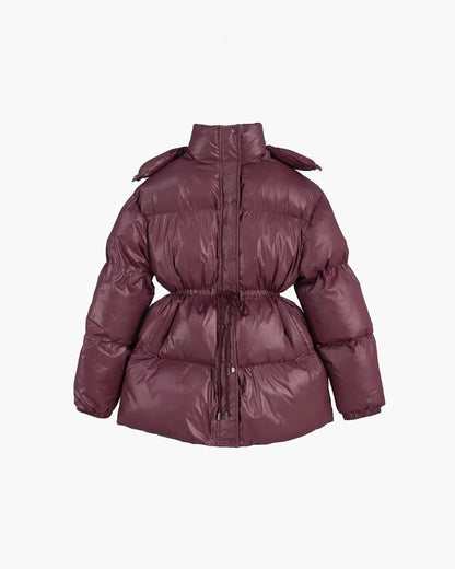 Chaqueta Acolchada Brillante con Cordón Ajustable para Invierno