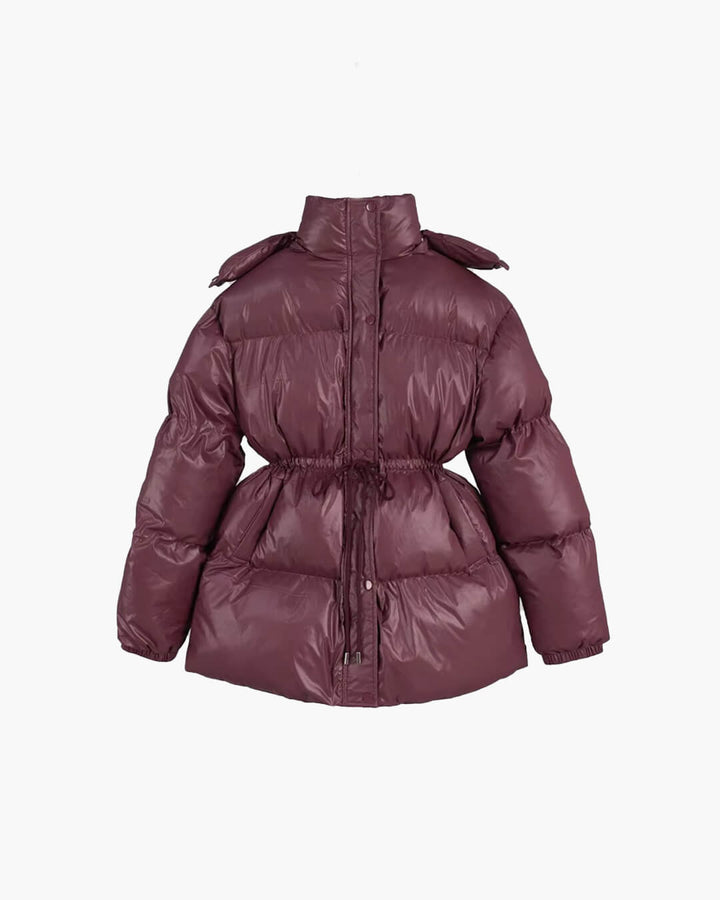 Winter Drawstring Shiny Puffer Jacket