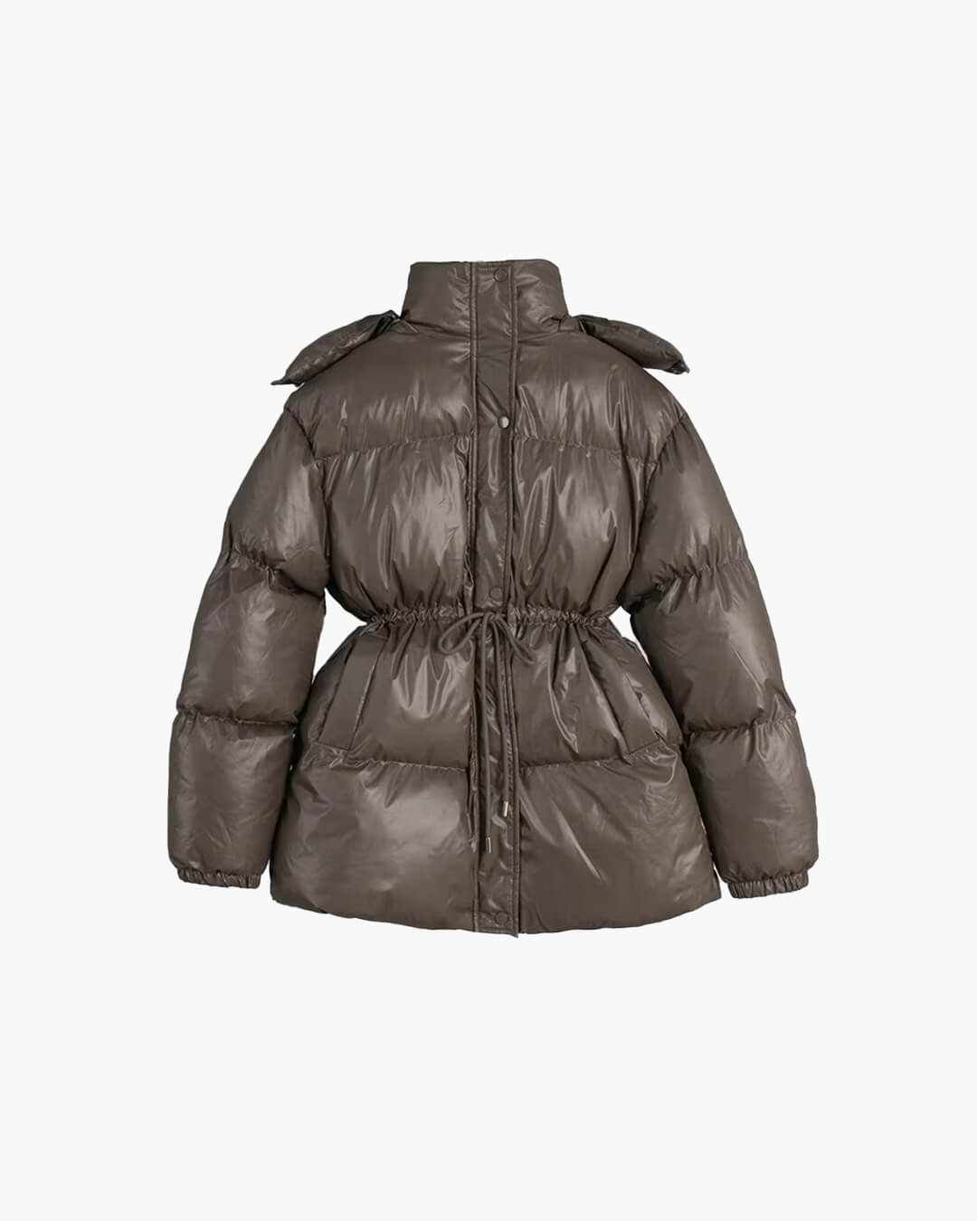Chaqueta Acolchada Brillante con Cordón Ajustable para Invierno