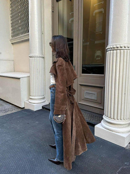 Gabardina elegante y cálida con cinturón para mujer