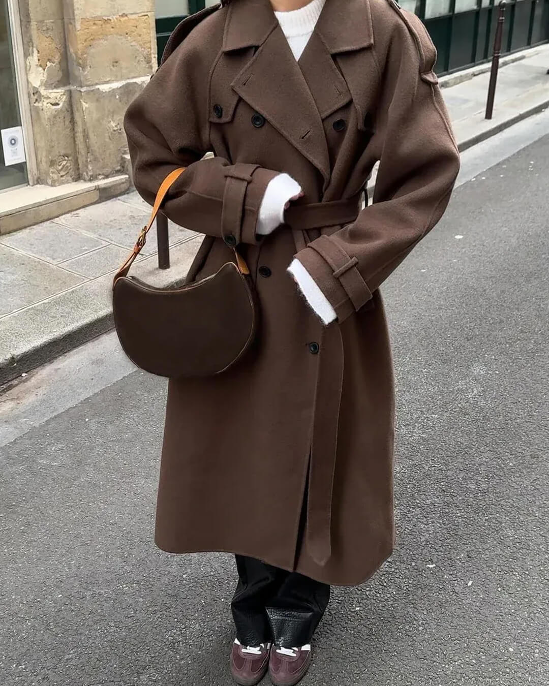 Abrigo Largo de Lana de Invierno Tipo Trench