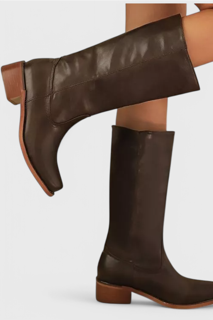 Women’s Leather Knee-High Boots with Heels