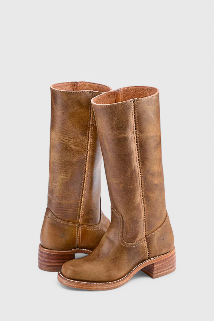 Women’s Leather Knee-High Boots with Heels