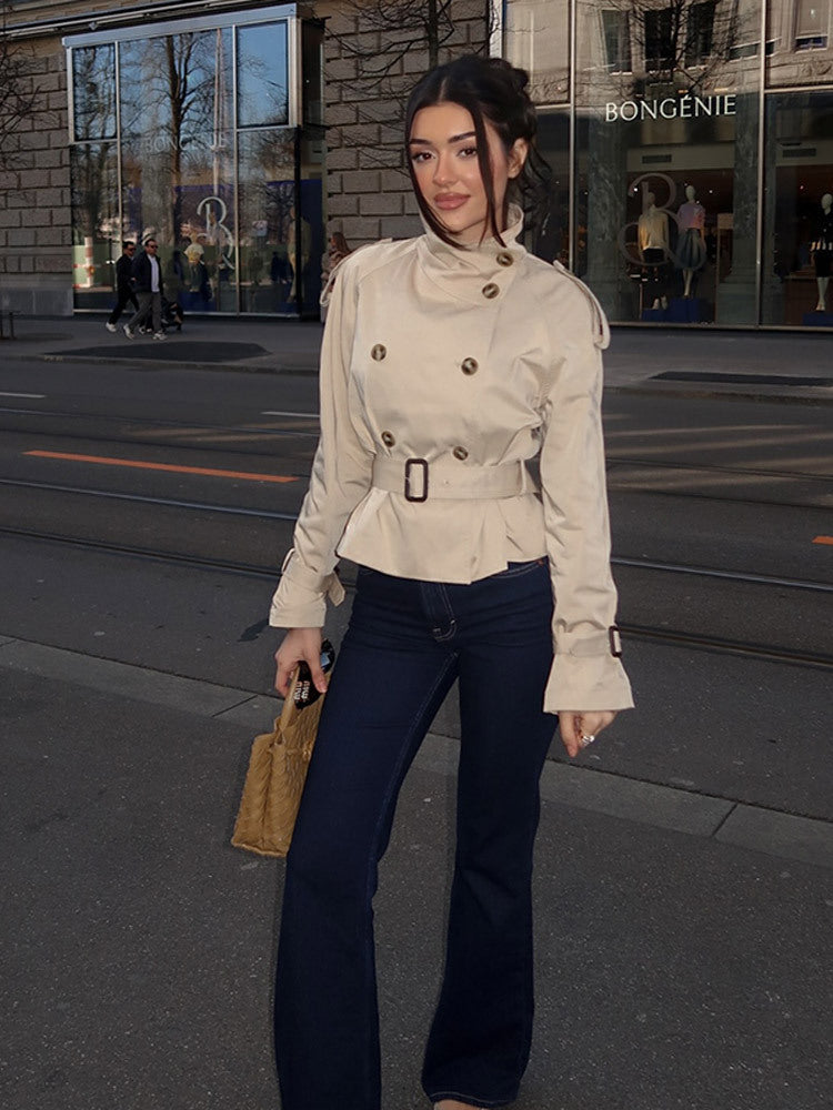 Women’s Winter Belted Double Breasted Trench Jacket