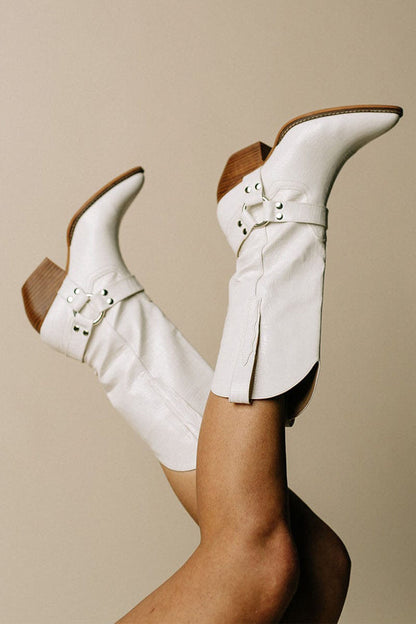 Women’s Trendy Western Boots with Belt Detail