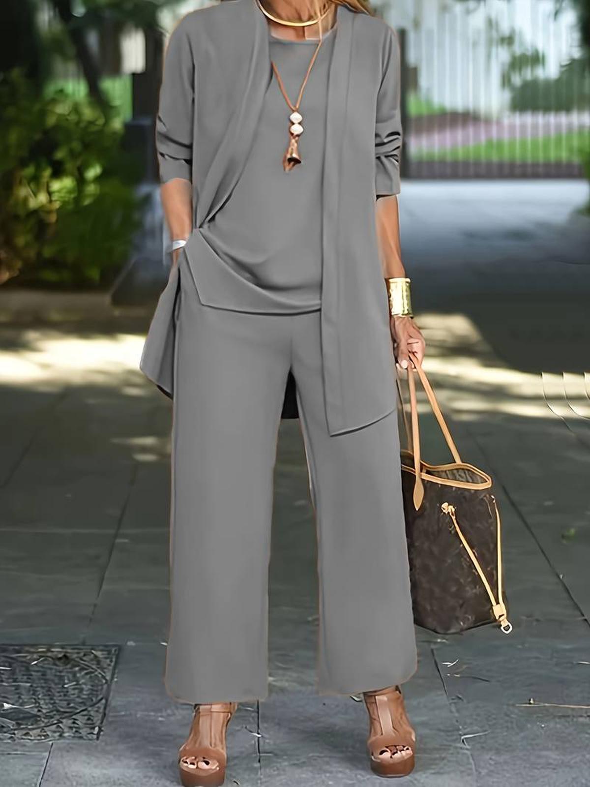 Conjunto de tres piezas relajado para mujer