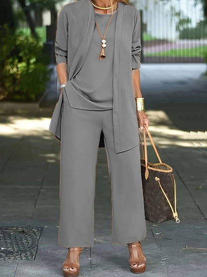 Conjunto de tres piezas relajado para mujer