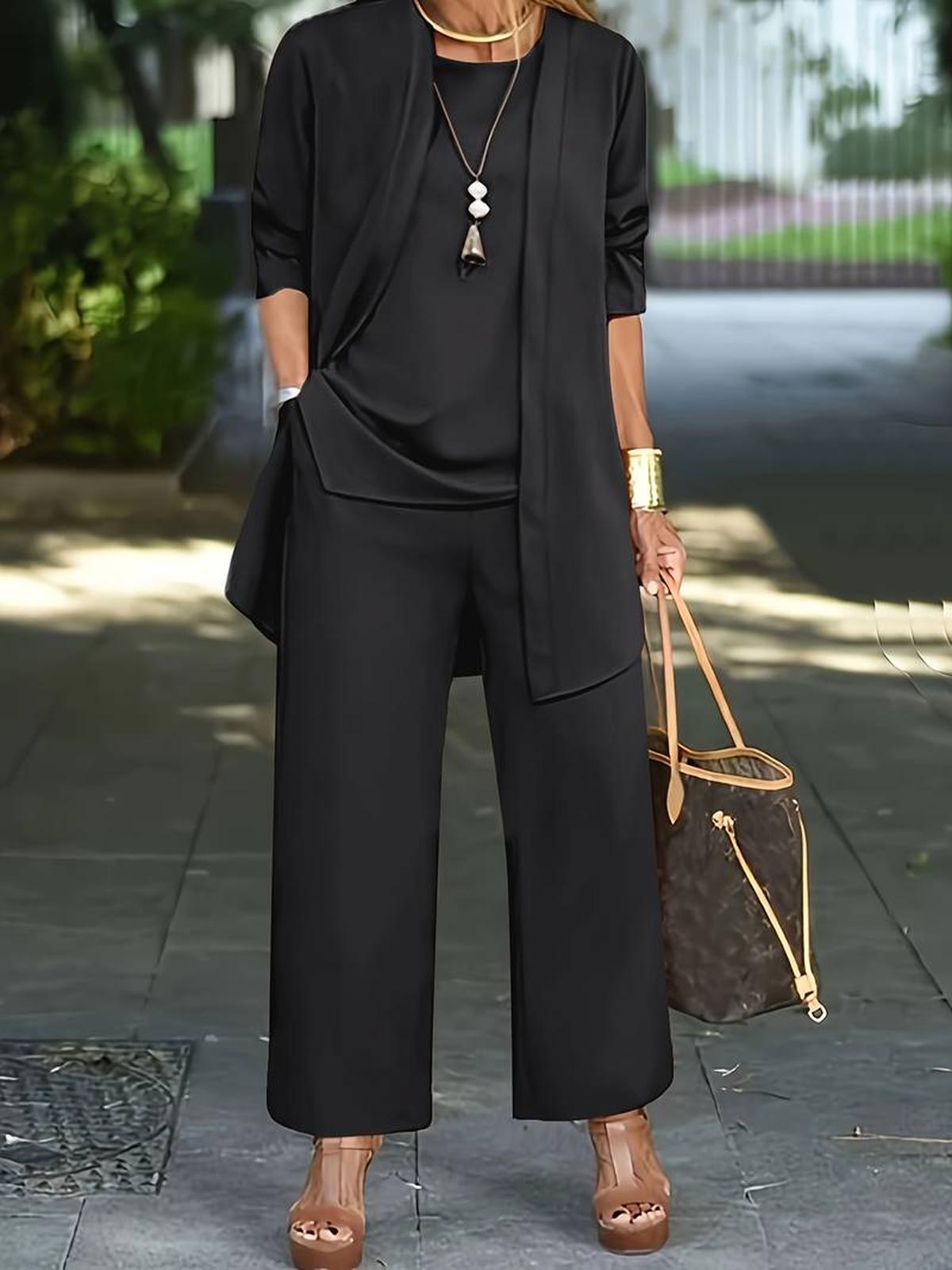 Conjunto de tres piezas relajado para mujer