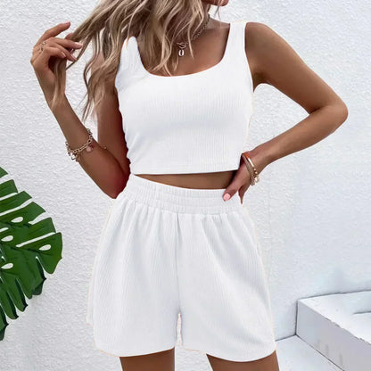 Women’s Ribbed Crop Tank and Shorts Set