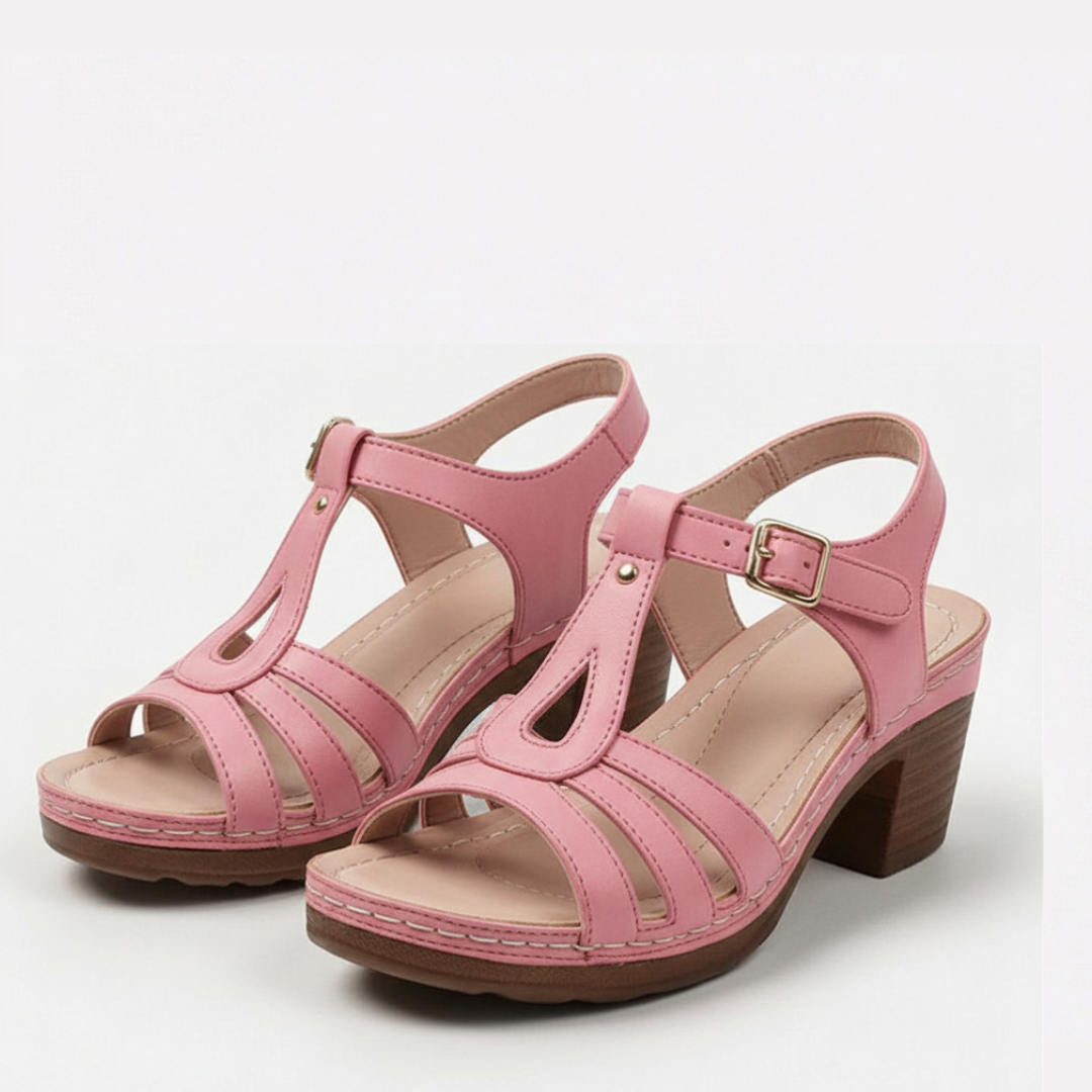Solara™ – Sandalias Romanas de Tacón Cuadrado con Aberturas