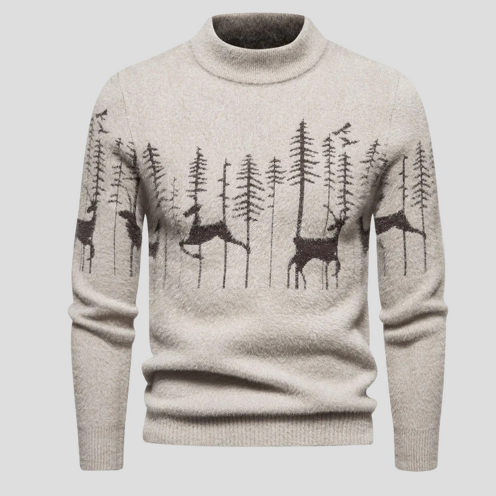 Men  Winter Forest Pattern Sweater