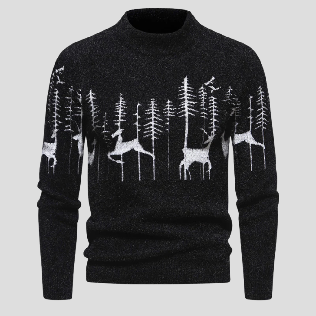 Men  Winter Forest Pattern Sweater