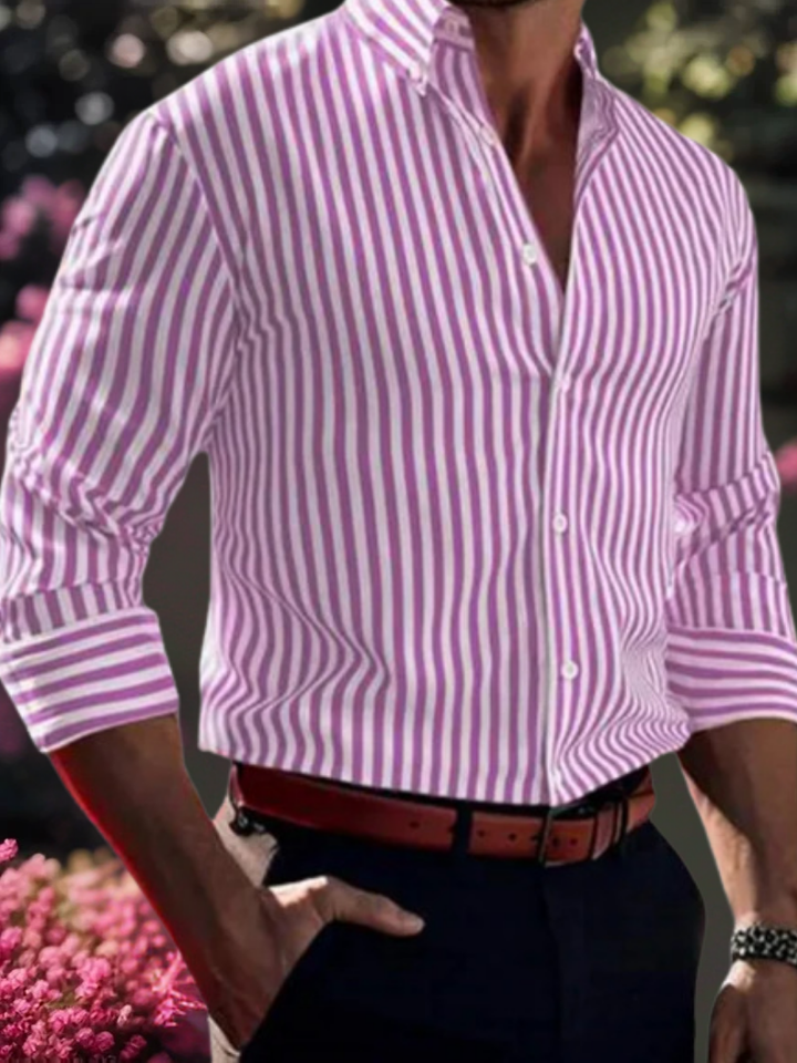 Camisa a Rayas de Ajuste Perfecto