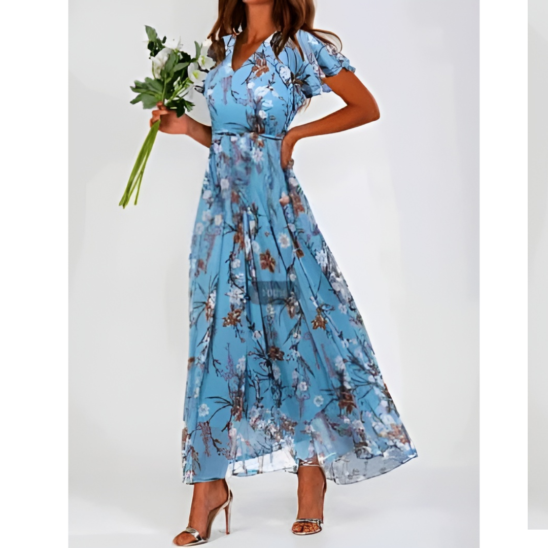 Women’s Short Sleeve Long Floral Dress