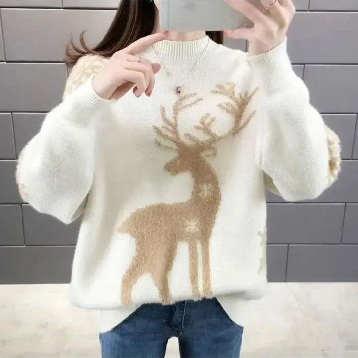  Women Winter Reindeer Pattern Sweater