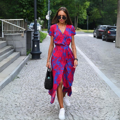 Talia | Stylish V-Neck Floral Dress
