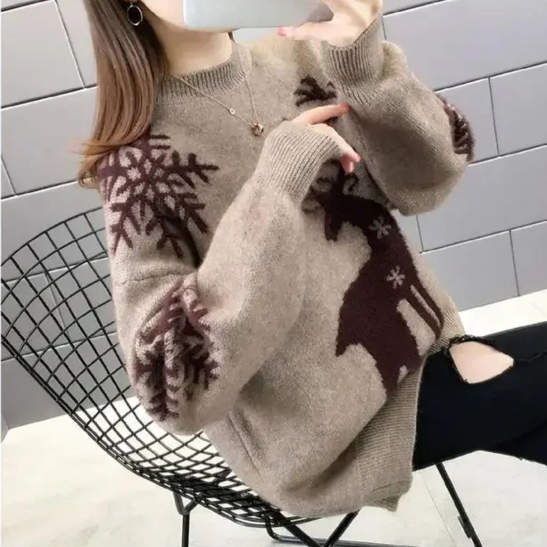  Women Winter Reindeer Pattern Sweater