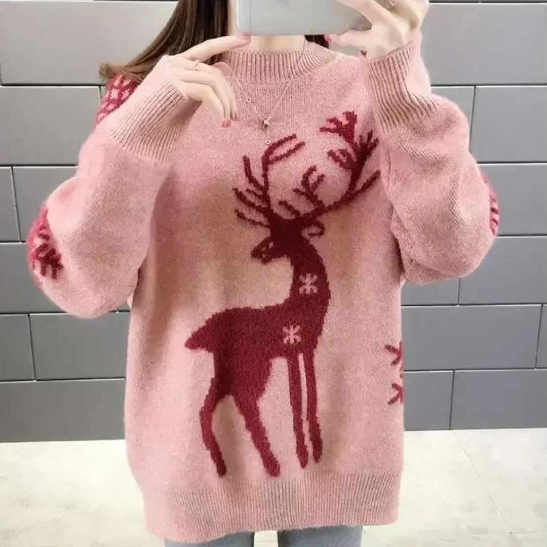  Women Winter Reindeer Pattern Sweater