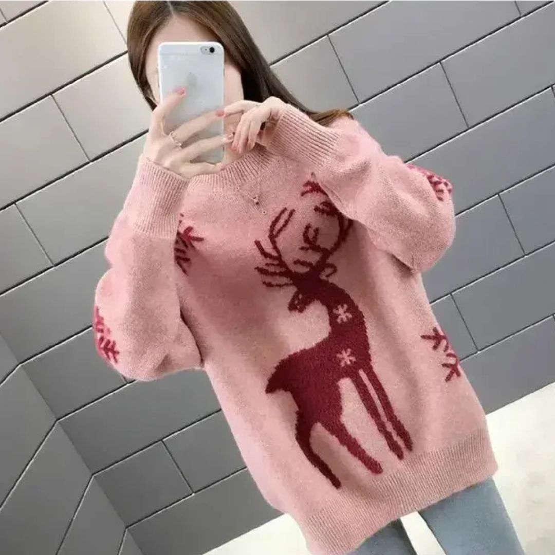  Women Winter Reindeer Pattern Sweater