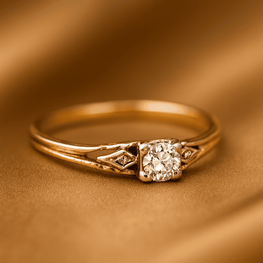 Classic Vintage Gold Zirconia Ring
