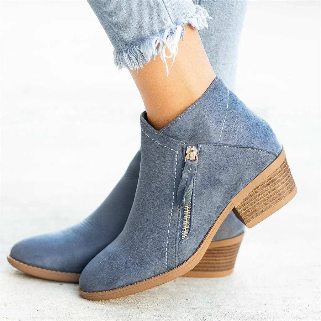 Botines de tacón con cremallera elegantes para mujer