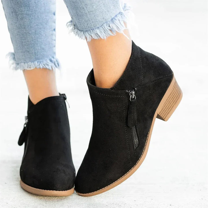 Botines de tacón con cremallera elegantes para mujer