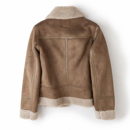 Women’s Chic Shearling-Lined Moto Jacket