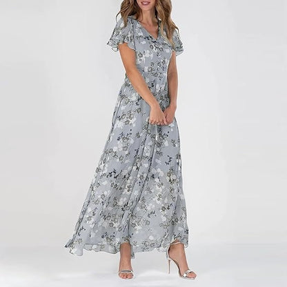 Women’s Short Sleeve Long Floral Dress