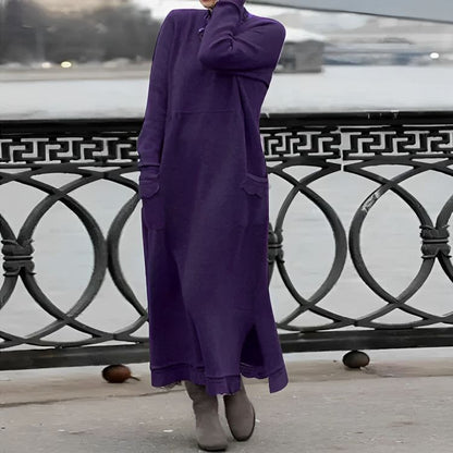 Knitted Maxi Dress – Cozy Long Sleeve Oversized Winter Dress