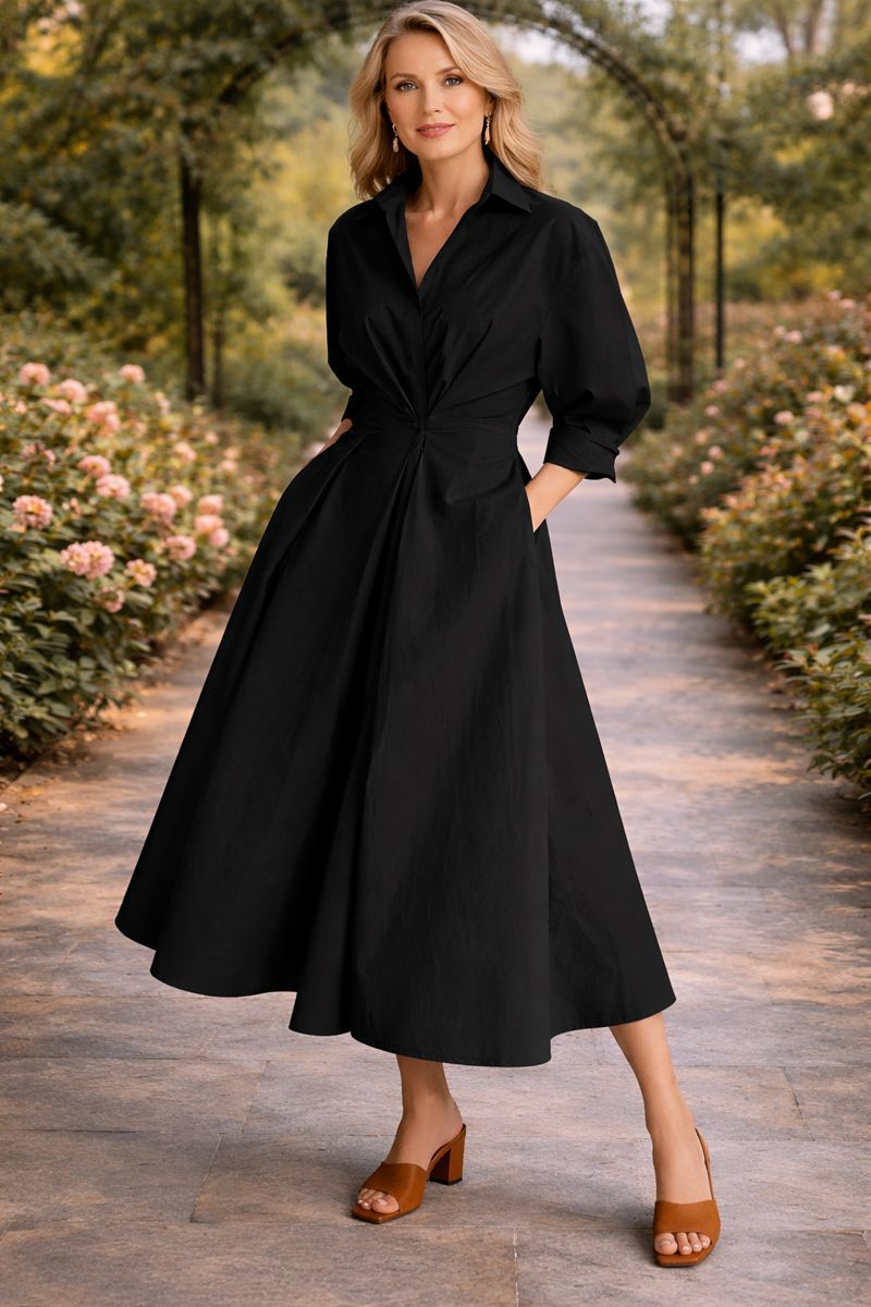 Wrap-Front Flowing Maxi Dress
