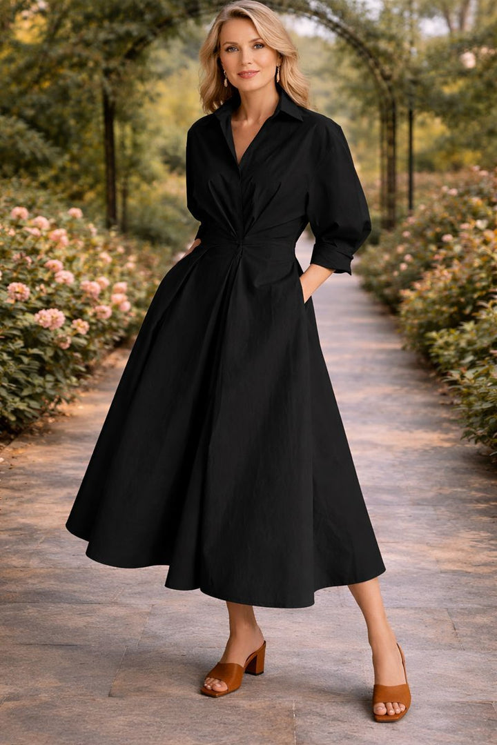 Wrap-Front Flowing Maxi Dress