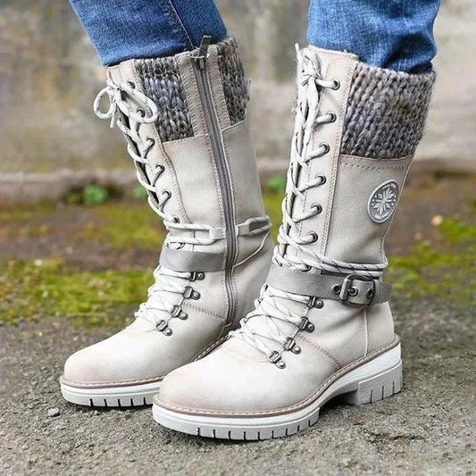 Women’s Lace-Up Winter Boots with Knit Cuff