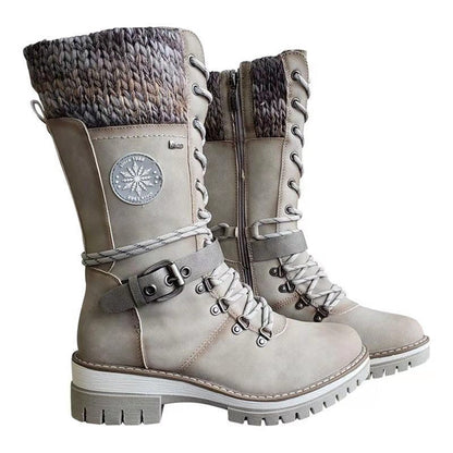 Women’s Lace-Up Winter Boots with Knit Cuff
