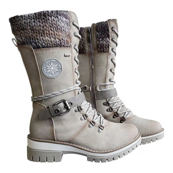 Botas de invierno de mujer con cordones y puño de punto