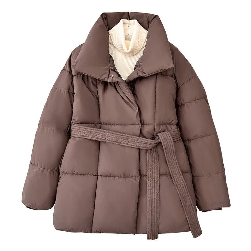 Winter Belted Puffer Coat For Women