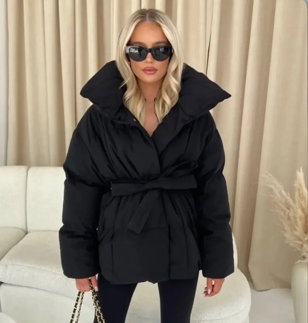 Winter Belted Puffer Coat For Women