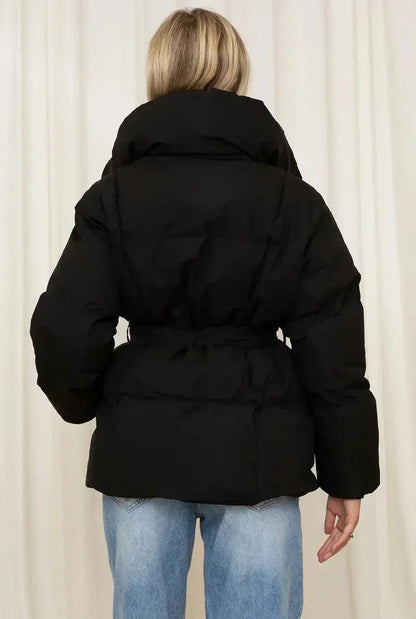 Winter Belted Puffer Coat For Women