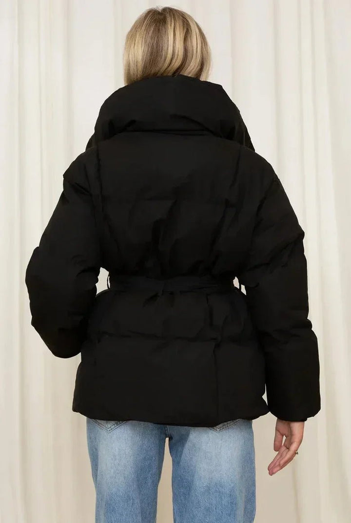Winter Belted Puffer Coat For Women