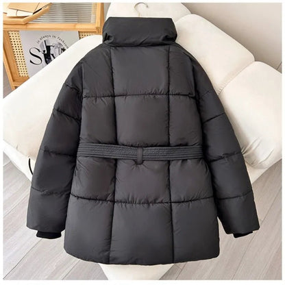 Winter Belted Puffer Coat For Women