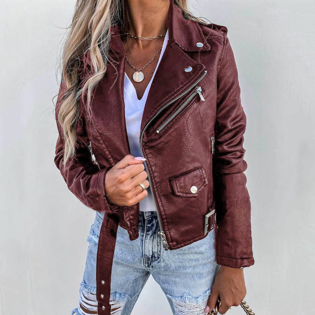 Women’s Trendy Zip-Up Biker Jacket