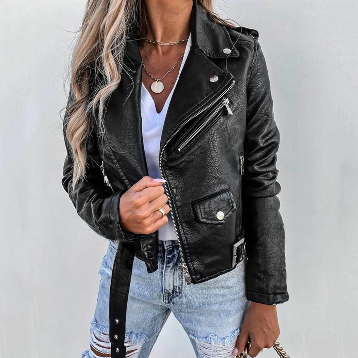 Women’s Trendy Zip-Up Biker Jacket
